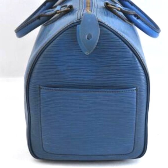 SALE! Vintage Louis Vuitton Epi Speedy 30 Blue Leather Gold Satchel Boston Bag - Picture 5 of 16